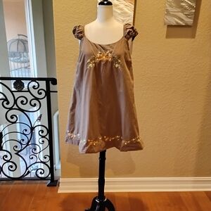 Fashion Nova Brown Mini Dress with Gold Accents